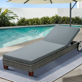 Gardeon Sun Lounge Wicker Lounger Outdoor Furniture Day Bed Wheels Patio Grey Chez Guru