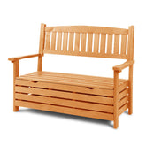 Gardeon Outdoor Storage Bench Box Wooden Garden Chair 2 Seat Timber Furniture Chez Guru