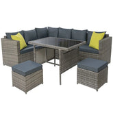 Gardeon Outdoor Dining Set Aluminum Table Chairs Wicker Setting Grey Chez Guru