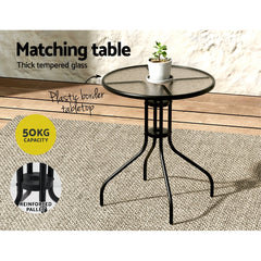 Gardeon 5PC Bistro Set Outdoor Table and Chairs Stackable Outdoor Furniture Black Chez Guru