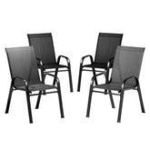 Gardeon 4PC Outdoor Dining Chairs Stackable Lounge Chair Patio Furniture Black Chez Guru
