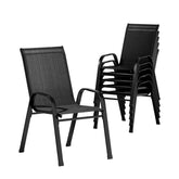 Gardeon 6PC Outdoor Dining Chairs Stackable Lounge Chair Patio Furniture Black Chez Guru