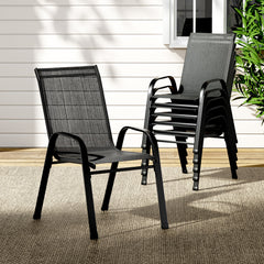 Gardeon 6PC Outdoor Dining Chairs Stackable Lounge Chair Patio Furniture Black Chez Guru