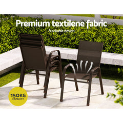 Gardeon 6PC Outdoor Dining Chairs Stackable Lounge Chair Patio Furniture Brown Chez Guru