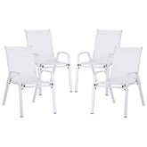 Gardeon 4PC Outdoor Dining Chairs Stackable Lounge Chair Patio Furniture White