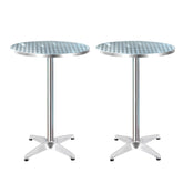 Gardeon Set of 2 Outdoor Bar Table Aluminium Round 70/110CM Chez Guru