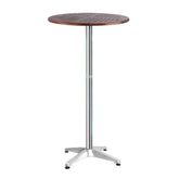 Gardeon Outdoor Bar Table Wooden Cafe Table Aluminium Pole Round Chez Guru