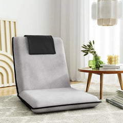 Artiss Floor Lounge Sofa Bed Couch Recliner Chair Folding Chair Cushion Grey - Chez Guru