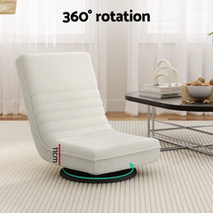 Artiss Floor Lounge Sofa Swivel Foldable Linen White - Chez Guru