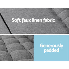 Artiss Lounge Sofa Bed 2-seater Grey Fabric - Chez Guru