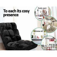 Artiss Lounge Sofa Bed Flannel Fabric Black - Chez Guru