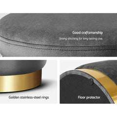 Artiss Ottoman Storage Foot Stool Round Velvet Charcoal Chez Guru