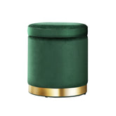 Artiss Ottoman Storage Foot Stool Round Velvet Green Chez Guru