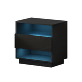 Artiss Bedside Table LED with 2 Shelves - HANA Black - Chez Guru