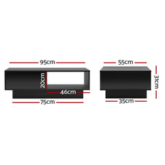 Artiss Coffee Table Led Lights Black - Chez Guru