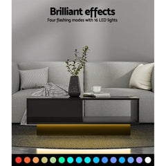 Artiss Coffee Table Led Lights Black - Chez Guru
