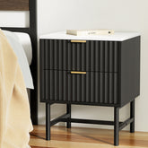 Artiss Bedside Table 2 Drawers - Black Chez Guru