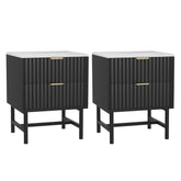 Artiss 2x Bedside Table 2 Drawers - Black Chez Guru