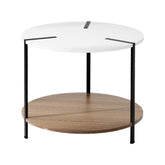 Artiss Coffee Table Side Table Round White Cedric - Chez Guru