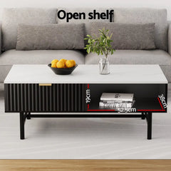 Artiss Coffee Table Drawer Storage Shelf Black - Chez Guru