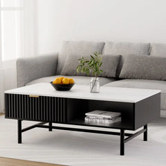 Artiss Coffee Table Drawer Storage Shelf Black - Chez Guru