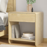 Artiss Bedside Table Drawer Open Shelf Pine Chez Guru