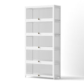 Artiss 5-Tier Display Cabinet Storage Bookshelf Clear Shelf White