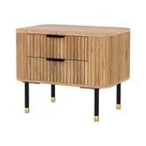 Artiss Bedside Table 2 Drawers Paulownia Wood Pine - Chez Guru