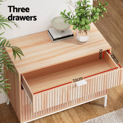 Artiss 3 Chest of Drawers - LURA Pine Chez Guru