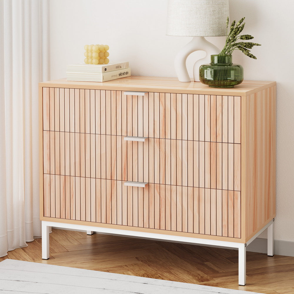 Artiss 3 Chest of Drawers - LURA Pine Chez Guru