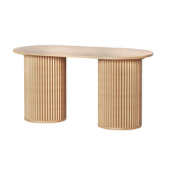 Artiss Coffee Table Oval 100CM Pine Samuel - Chez Guru