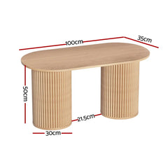 Artiss Coffee Table Oval 100CM Pine Samuel - Chez Guru