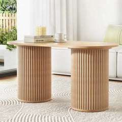 Artiss Coffee Table Oval 100CM Pine Samuel - Chez Guru