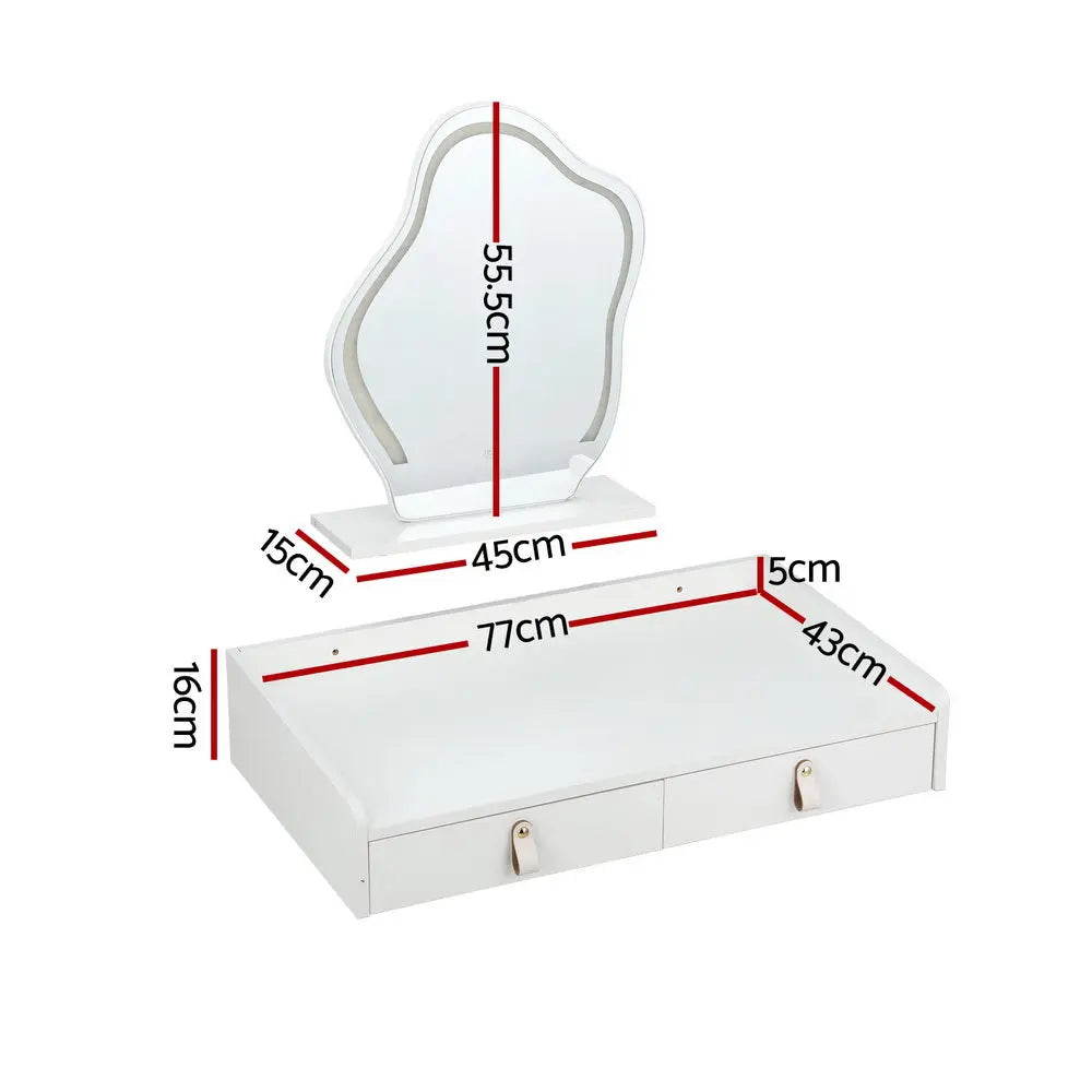 Artiss Dressing Table Floating LED White Daphne - Chez Guru