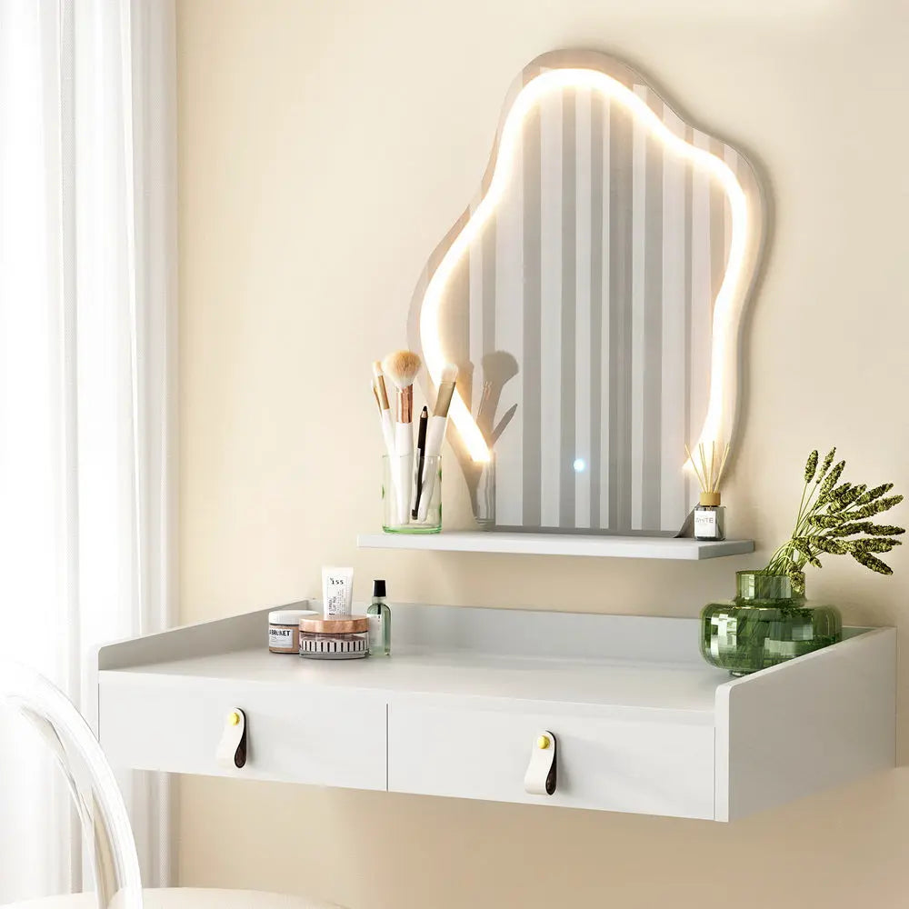 Artiss Dressing Table Floating LED White Daphne - Chez Guru