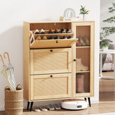 Artiss Shoe Rack Cabinet 3 Flip-out Drawers Pine Chez Guru
