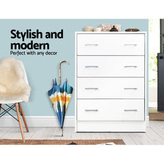 Artiss 4 Chest of Drawers - ANDES White Chez Guru