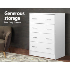 Artiss 4 Chest of Drawers - ANDES White Chez Guru