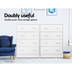 Artiss 4 Chest of Drawers - ANDES White Chez Guru