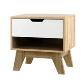 Artiss Bedside Table 1 Drawer with Shelf - IKER White & Oak Chez Guru