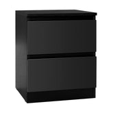 Artiss Bedside Table 2 Drawers - PEPE Black Chez Guru