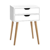 Artiss Bedside Table 2 Drawers - BODIE White Chez Guru