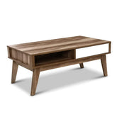 Artiss Coffee Table 2 Drawers Walnut Serena - Chez Guru