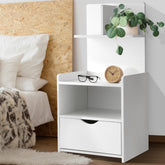 Artiss Bedside Table 1 Drawer with Shelves - EVERMORE White Chez Guru