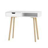 Artiss Computer Desk Drawer Cabinet Shelf White 90CM Chez Guru