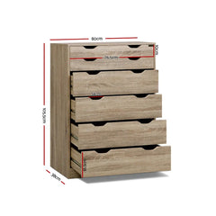 Artiss 6 Chest of Drawers - MYLA Oak