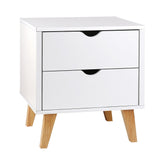 Artiss Bedside Table 2 Drawers - ANDERS White Chez Guru