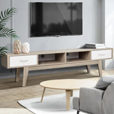 Artiss TV Cabinet Entertainment Unit 180cm Oak White Gary - Chez Guru