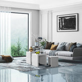 Artiss Nesting Coffee Table Set of 3 Glossy White - Chez Guru