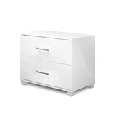 Artiss Bedside Table 2 Drawers High Gloss - White Chez Guru